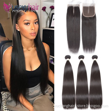 Malaysian Raw Hair Vendors Grade 12A Virgin Unprocessed Straight Human Hair Bundles With Lace Frontal Closure